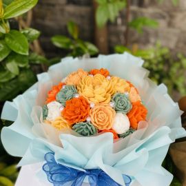 Bánh Sinh Nhật Rau Câu 4D Bó Hoa Hồng Cam  - GELLI - G1024007