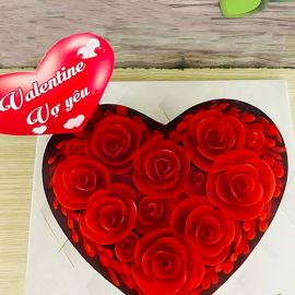 Bánh sinh nhật rau câu 3D trái tim hoa hồng ngày valentine - Gelli - G0120003