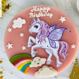 Bánh Sinh Nhật Rau Câu 2D Ngựa Pony Bay Lên Ngân Hà - GELLI – G0220016