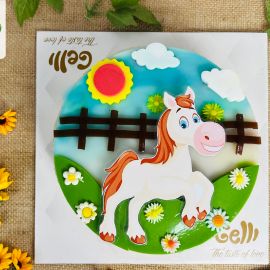 Bánh sinh nhật rau câu 2D ngựa con dễ thương - Gelli - G0221001