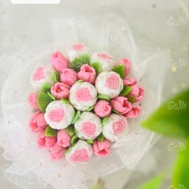 Bánh sinh nhật rau câu 4D Bó Hoa Tulip & Hoa Hồng Ngàn Cánh - Gelli - G0225012