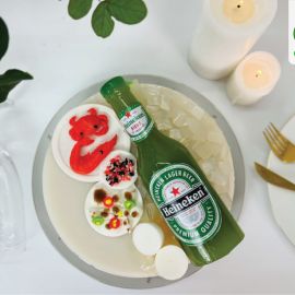 BÁNH SINH NHẬT RAU CÂU TRÁI CÂY 4D CHAI BIA & ĐĨA HẢI SẢN - GELLI - G0320012