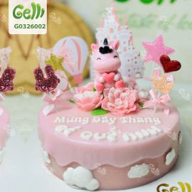 Bánh sinh nhật rau câu đầy tháng bé ngựa hồng dễ thương - Gelli - G0326002