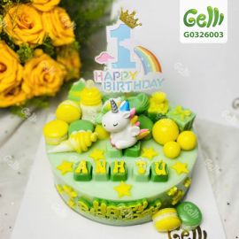 Bánh sinh nhật rau câu thôi nôi tone xanh lá dễ thương - Gelli - G0326003