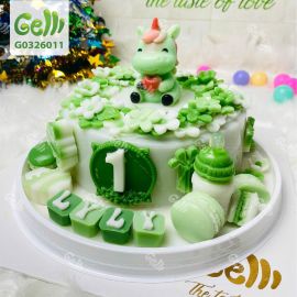 Bánh sinh nhật rau câu xanh lá đầy tháng/thôi nôi bé trai – Gelli – G0326011