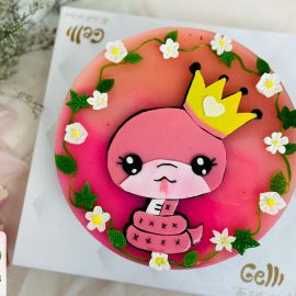 Bánh sinh nhật rau câu 2D bé rắn đội vương miện - Gelli - G0423008
