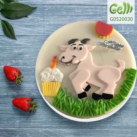 Bánh sinh nhật rau câu 2D con dê có nến - Gelli - G0520030