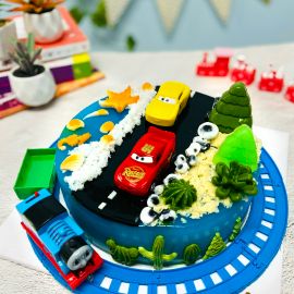 Bánh sinh nhật rau câu 4D - Gelli - tàu hoả và xe hơi - Gelli - G0523002