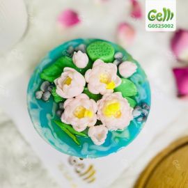 BÁNH RAU CÂU 4D SEN HỒNG NỞ RỘ TRÊN HỒ NƯỚC XANH AN NHIÊN  - G0525002