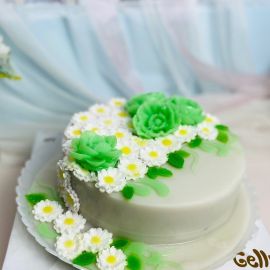 Bánh Sinh Nhật Rau Câu 4D Hoa trắng xanh - GELLI - G0618012