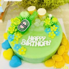 Bánh Sinh Nhật Rau Câu 4D Chai Heniken và hoa - GELLI - G0924001