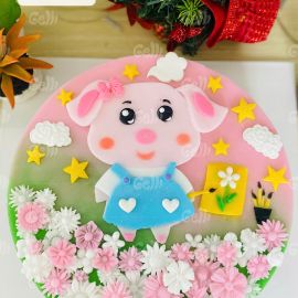 Bánh sinh nhật rau câu 2D Bé Heo làm hoạ sĩ - Gelli - G1224008