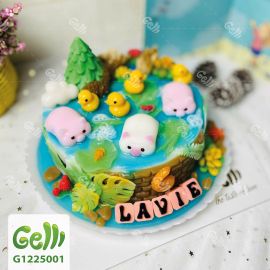 Bánh Sinh Nhật Rau Câu 4D Heo & Vịt Con Trong Ao Xanh - Gelli - G1225001