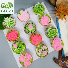 SET 12 RAU CÂU CUPCAKE SEN ĐÁ - HOA HỒNG - GELLI - GCC23